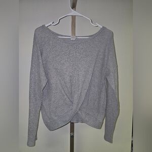 Paper Crane Light Gray Waffle Knit Textured Top